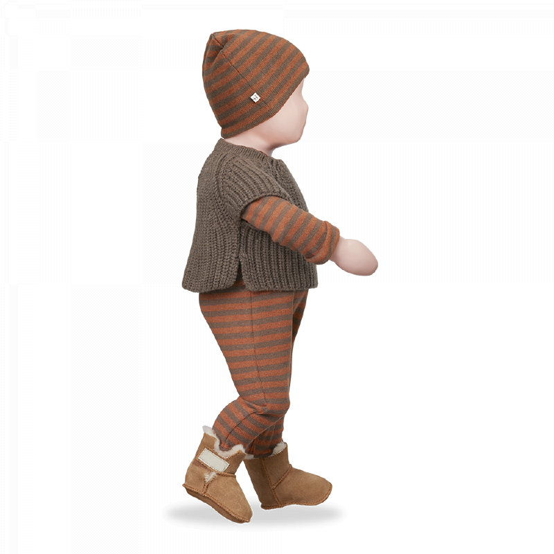 Tutina a righe zucca con Coprispalla bambini in maglia, color marrone terra