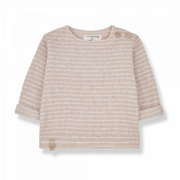 Maglia neonata in caldo cotone riciclato, rosa con righe