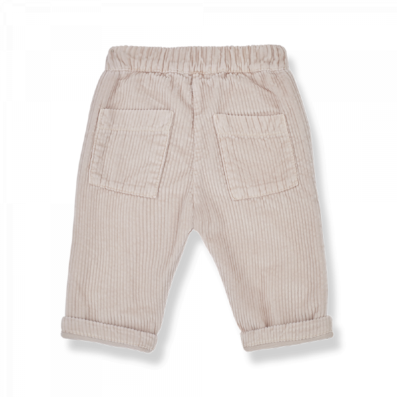 Pantalone bambino a costine, color talpa