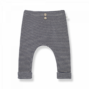 Leggings bambina in caldo cotone a righe blu e talpa