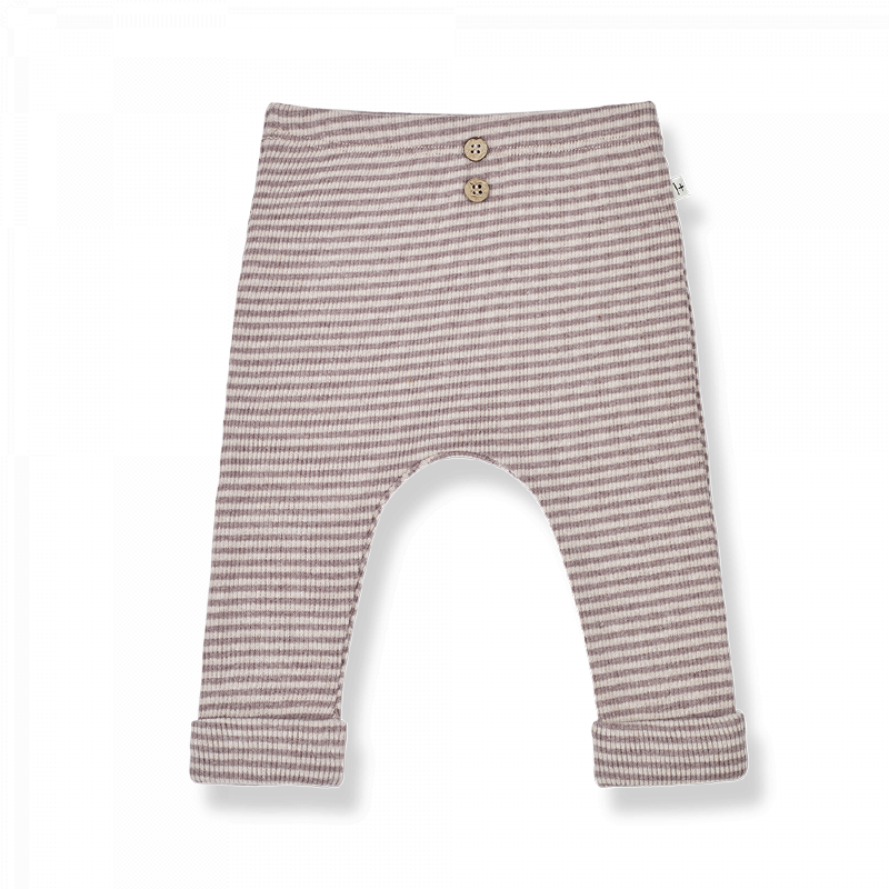 Leggings bambina in caldo cotone a righe malva e talpa