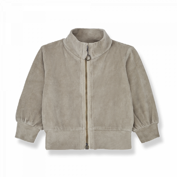 Cardigan bambini in color talpa con cerniera frontale a zip