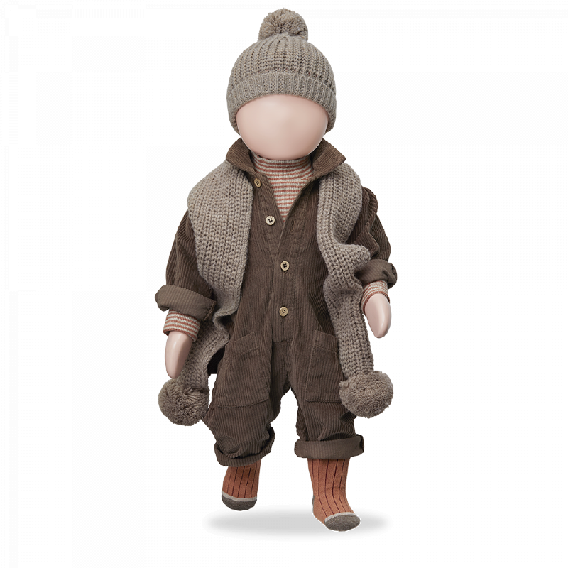 Tutina a costine in velluto per bambini e maglia a righine