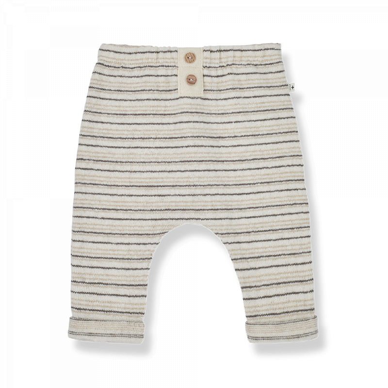 Pantalone neonati in caldo cotone riciclato, righe multicor