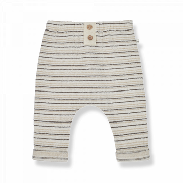 Pantalone neonati in caldo cotone riciclato, righe multicor