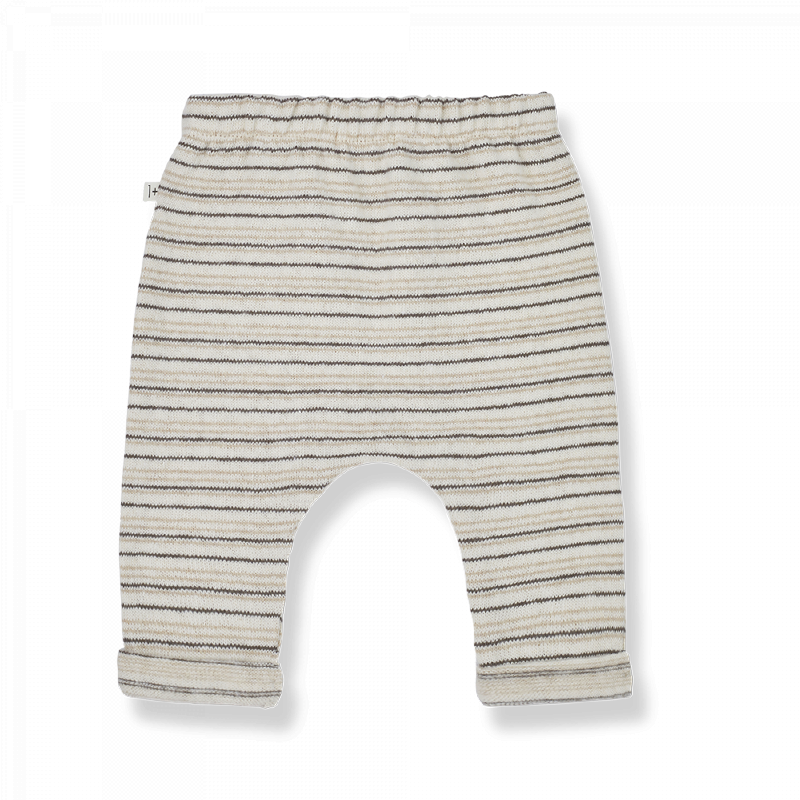 Pantalone neonati in caldo cotone riciclato, righe multicor