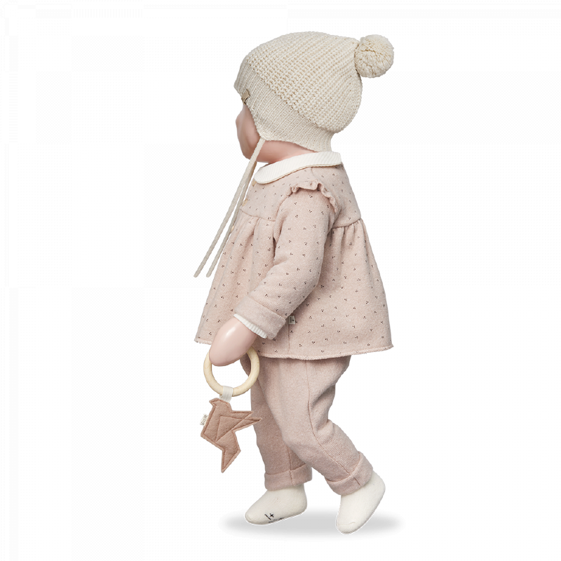 Cardigan bambina con spalline a volant, abbottonatura frontale, tonalità rosa