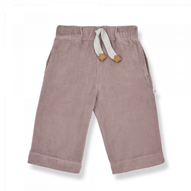 Pantalone bambina in velluto, tonalità malva