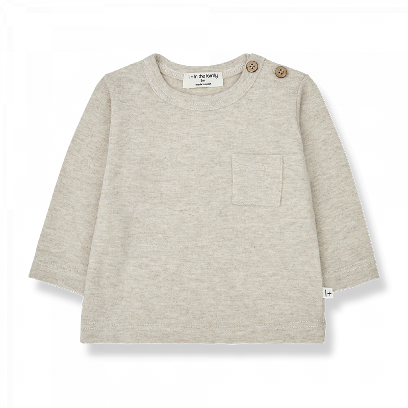 Maglia bambino in caldo cotone, color talpa