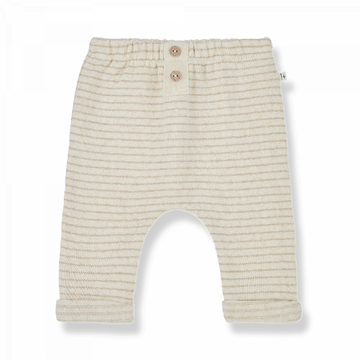 Pantalone neonato in tonalità ecru a righe