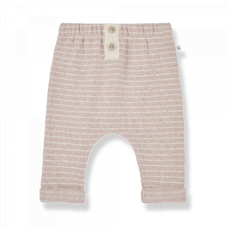 Pantalone ghettina per neonata, in tonalità rosa con righe