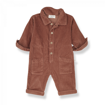 Tutina bambino in velluto a costine, color zucca