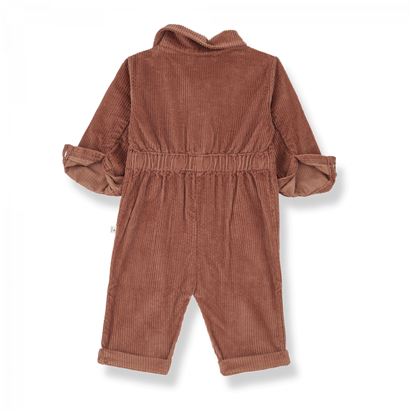 Tutina bambino in velluto a costine, color zucca