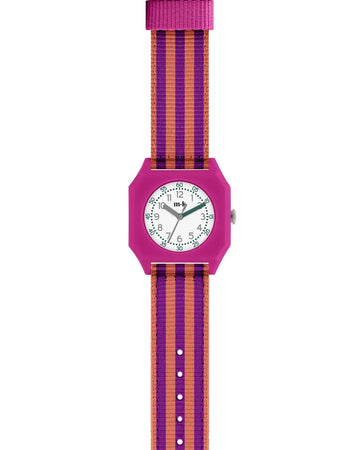 Mini Kyomo - orologio righe viola e arancione
