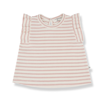 1+ in the Family T-shirt bambina, righe rosa e panna - Dafne