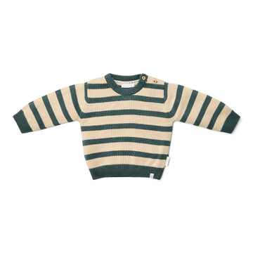 Little Dutch Pullover a Righe, verde-beige