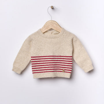 Wedoble Maglioncino in lana  a righe beige e rosse