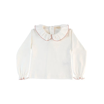 Maglia collo serafino di cotone, avorio