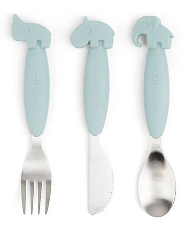 Set 3 posate con impugnatura antiscivolo in acciaio inossidabile