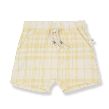 1+ in the Family Shorts bambini a quadri gialli - Gola