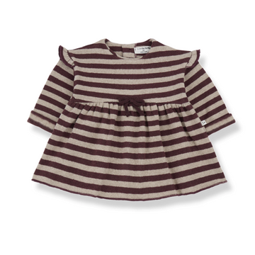 1+ in the Family Abito bambina, righe melanzana - THEA