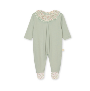 Tutina neonata verde con colletto a fiori - Babygi