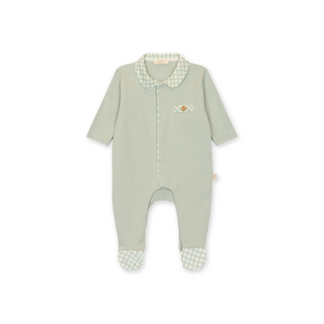 Tutina neonata verde con colletto a quadri - Babygi