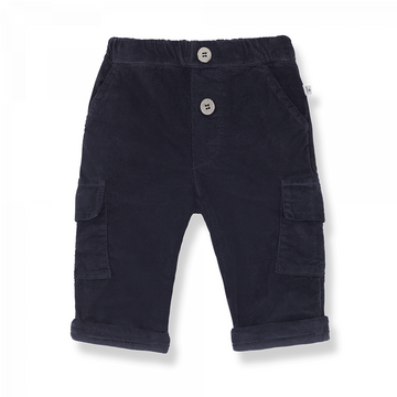 1+ in the Family Pantalone bambino in velluto, blu - Raul