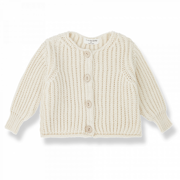 Carigan ecru lavorato a maglia, collezione 1+ in the Family