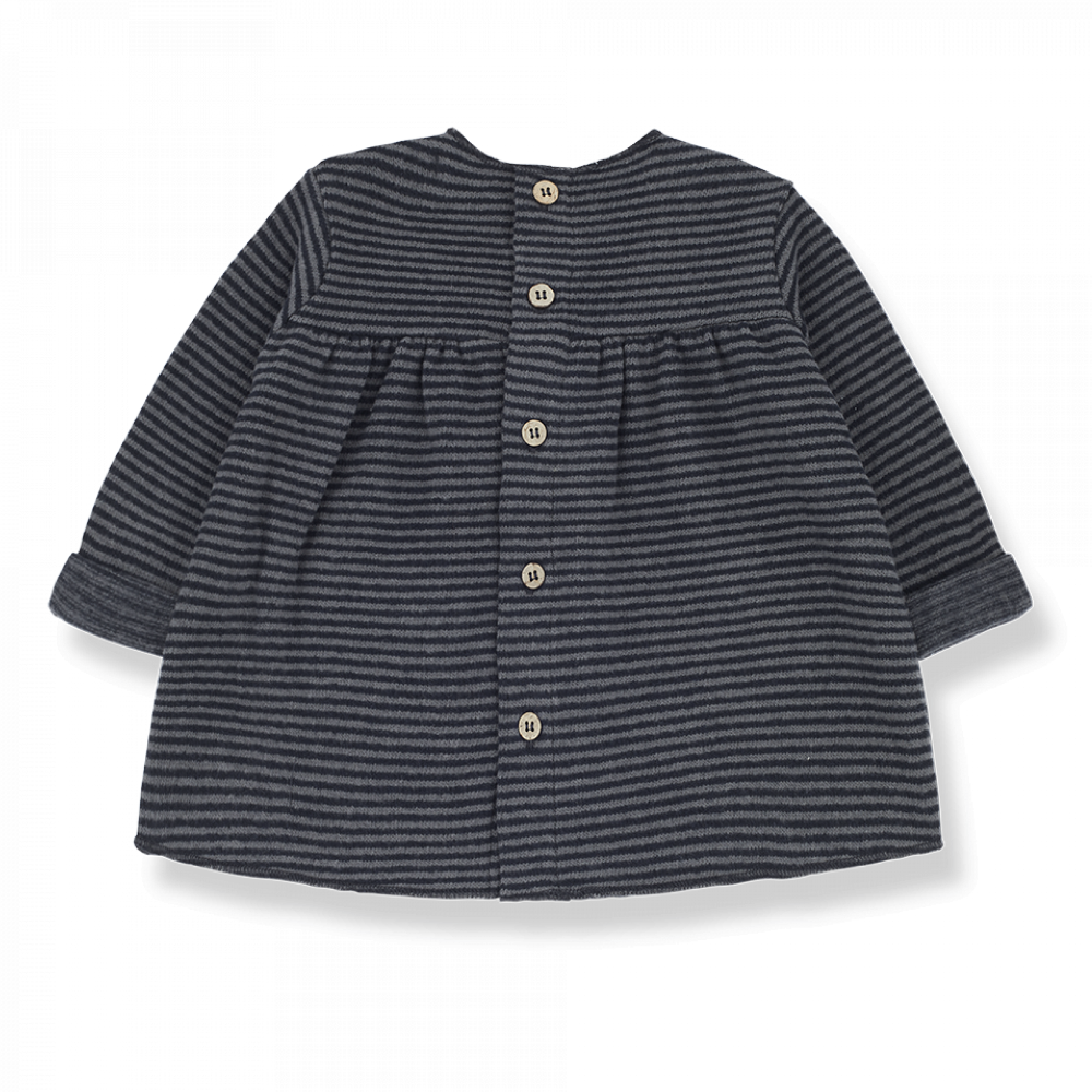 Abito bambina a righine blu navy, grigio per bambina. Collezione autunno-inverno 22/23, One more in the Family