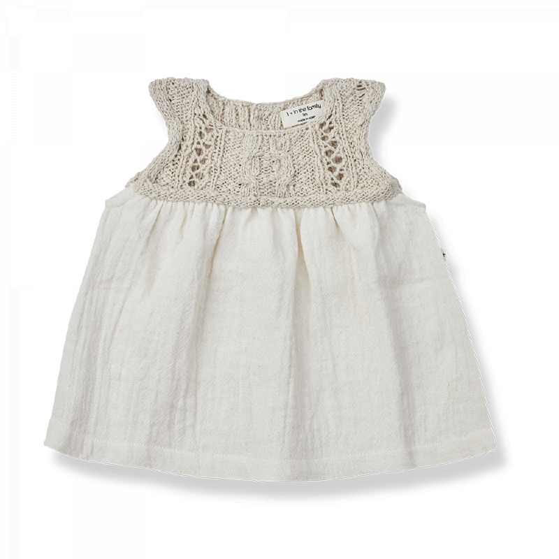 Abito bambina in cotone e lino, della collezione SS23 1+ in the Family