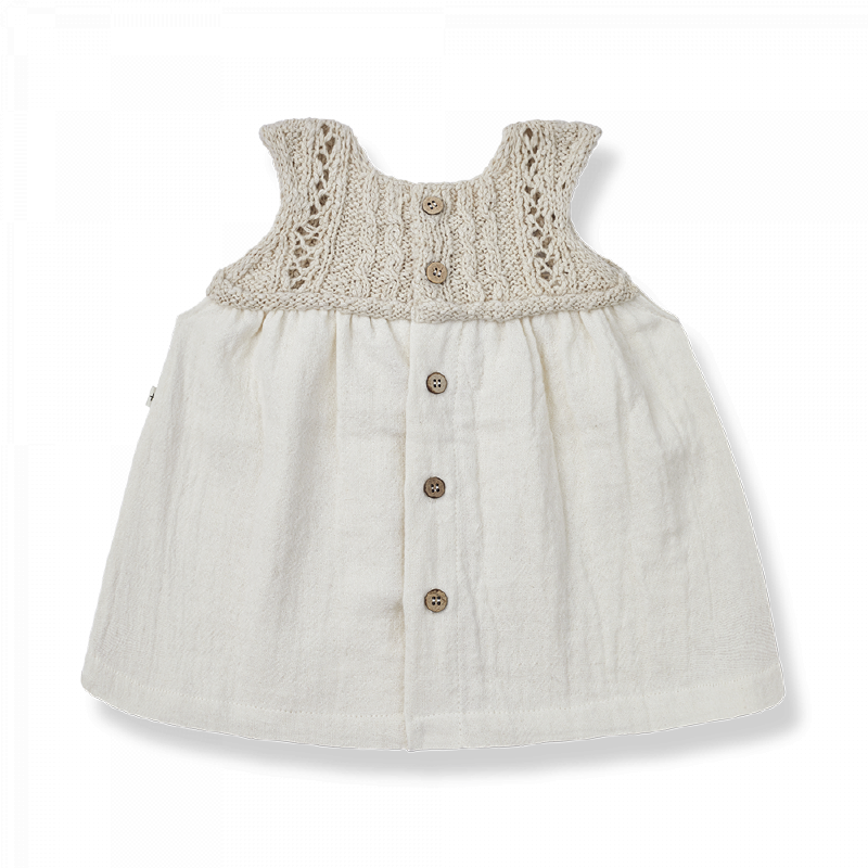 Abito bambina in cotone e lino, della collezione SS23 1+ in the Family