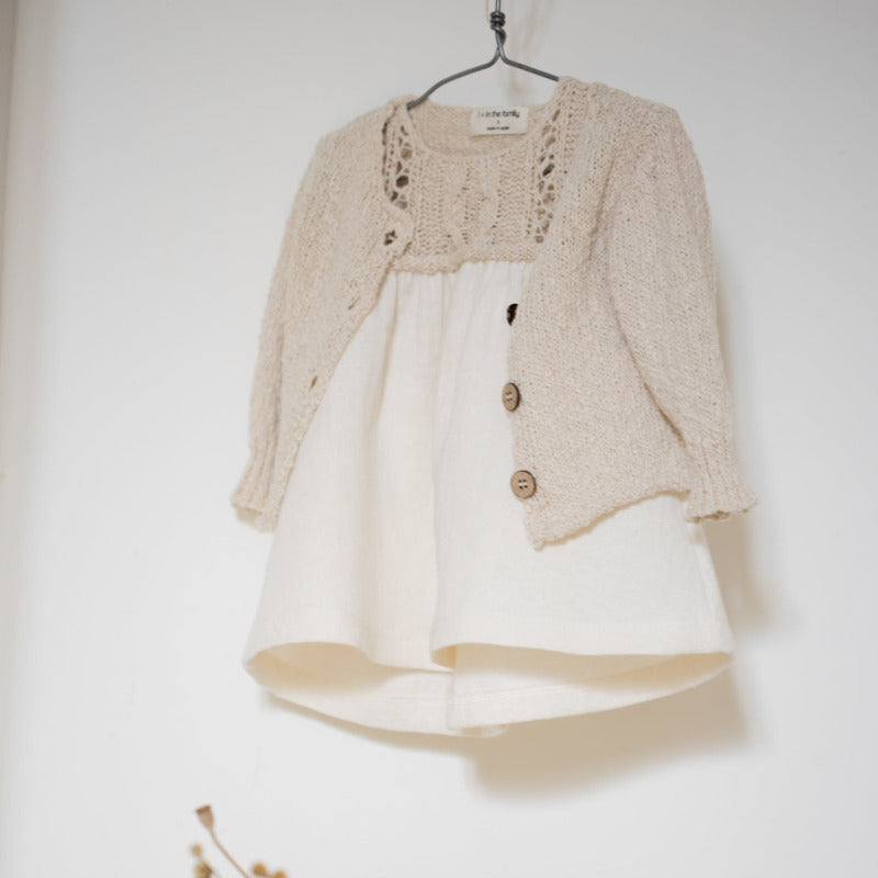 Cardigan a tricot natural bambina, della collezione SS23 1+ in the Family