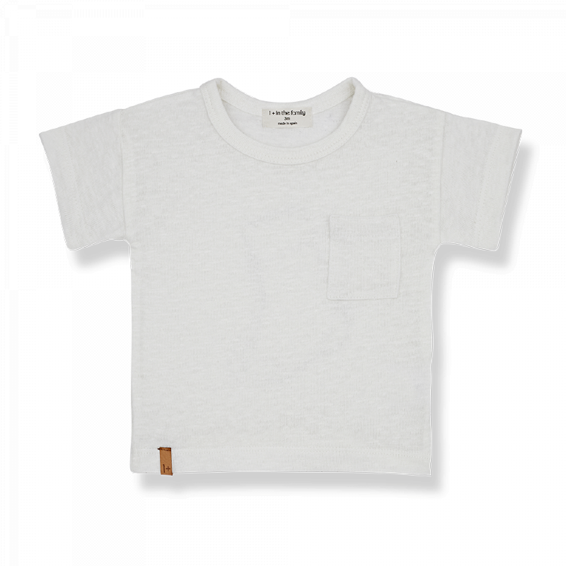 T-shirt bambino in lino, tonalità bianco. Collezione SS23 1+ in the Family