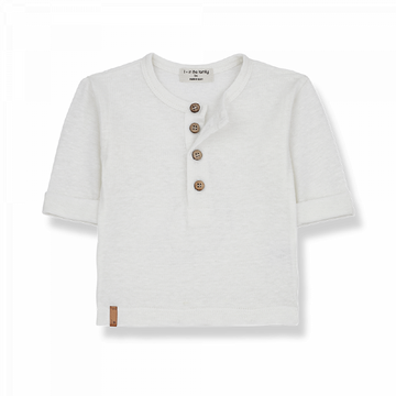 T-shirt serafino bambino, tonalità bianco, della collezione primavera-estate 1+ in the Family.