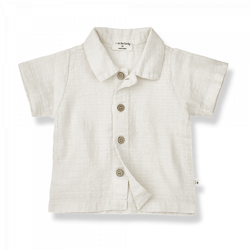 Camicia bambino in mussuola di cotone, avorio. Collezione SS23 1+ in the Family