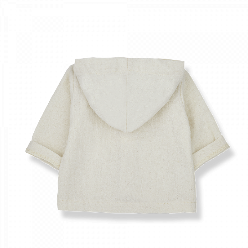 Giacca cardigan con cappuccio ecru per bambino, collezione SS23 1+ in the Family