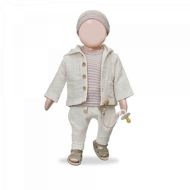 Giacca cardigan con cappuccio ecru per bambino, collezione SS23 1+ in the Family