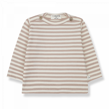 T-shirt manica lunga bambina, righe rosa. Collezione SS23 1+ in the Family