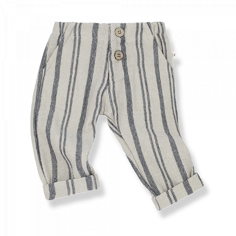 Pantalone materasso bambino a righe blu, collezione SS23 1+ in the Family