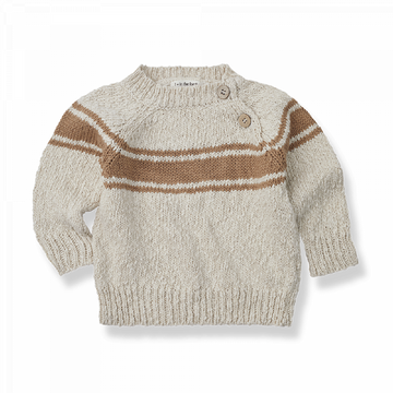 Felpa bambino in lino e cotone, ad intarsi. Collezione SS23 1+ in the Family