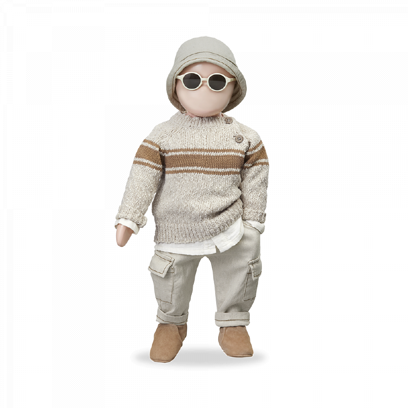 Felpa bambino in lino e cotone, ad intarsi. Collezione SS23 1+ in the Family