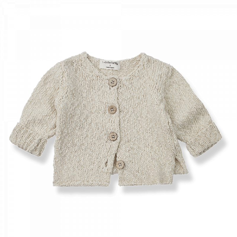 Cardigan a tricot natural bambina, della collezione SS23 1+ in the Family