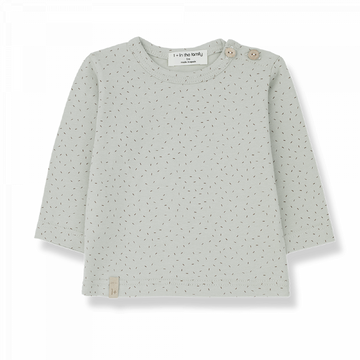 T-shirt neonato in leggero jersey di cotone, tonalità verde. Collezione SS23 1+ in the Family.