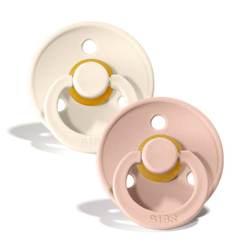 Set 2 ciucci in gomma naturale con mascherina tonda 18 mesi +