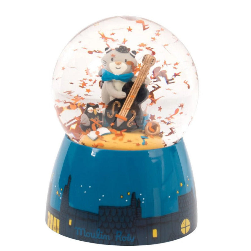 palla di neve carillon con gatto che suona il violoncello, Moulin roty