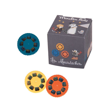 Moulin Roty® Scatola 3 dischi per lampada proietta storie, Les moustaches