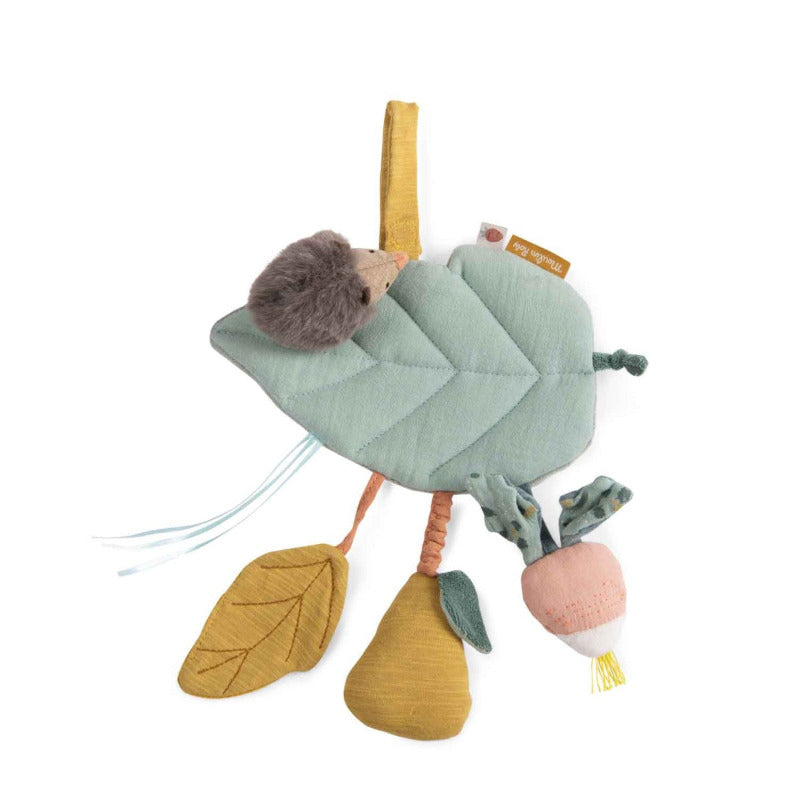 Foglia peluche multiattività, gioco morbido per neonato, Moulin Roty