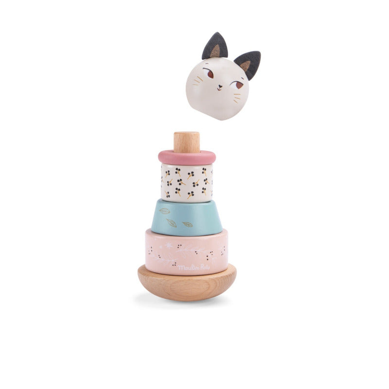 gatto da impilare, gioco in legno della collezione Apres la pluie, Moulin Roty