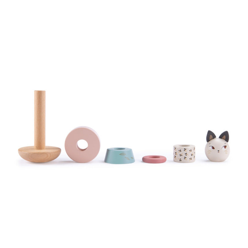 gatto da impilare, gioco in legno della collezione Apres la pluie, Moulin Roty